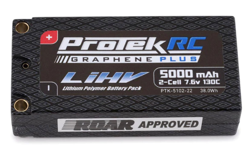 ProTek RC 2S 130C Low IR Si-Graphene + HV Shorty LiPo Battery (7.6V/5000mAh) w/5mm Connectors PTK-5102-22