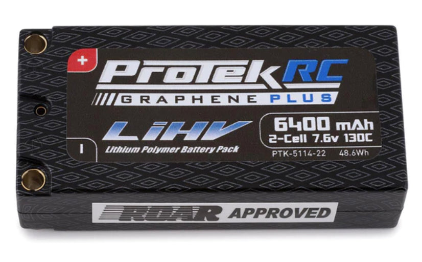 ProTek RC 2S 130C Low IR Si-Graphene + HV Shorty LiPo Battery (7.6V/6400mAh) w/5mm Connectors PTK-5114-22